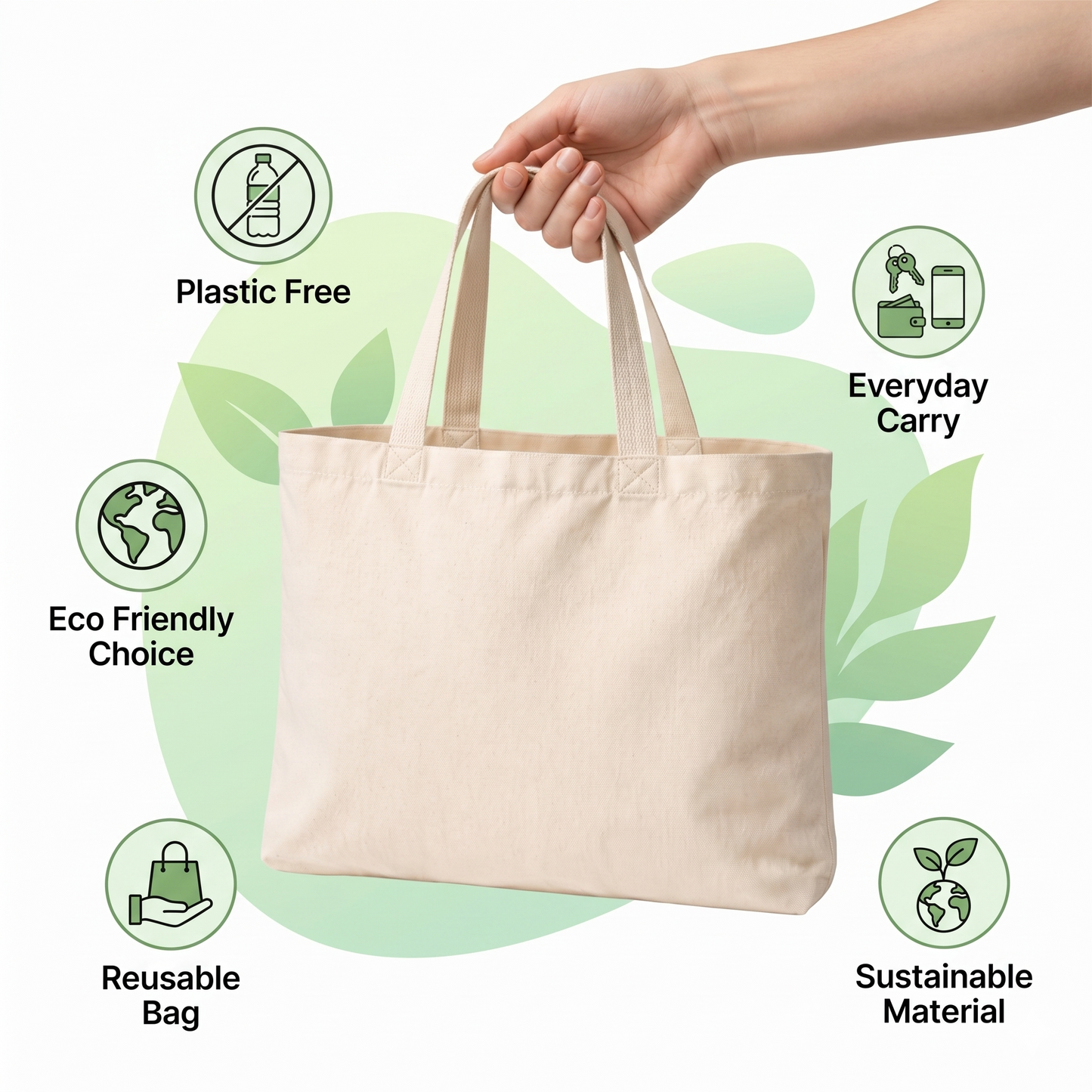14x12 Inch Cotton Canvas Tote Bag