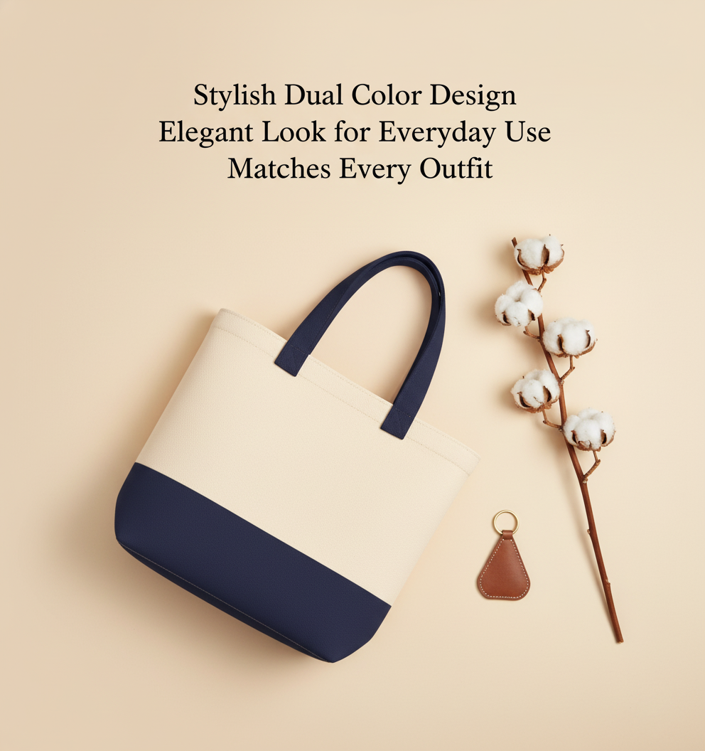 Navy Blue & Beige Tote Bag | 330 GSM