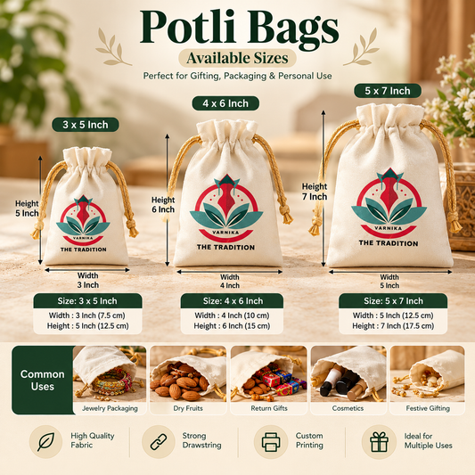 Silk Potli Bag, Digital Print,