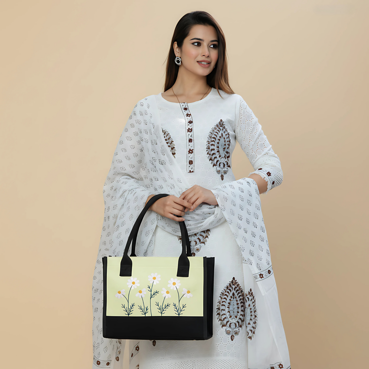 Green Floral Tote Bag