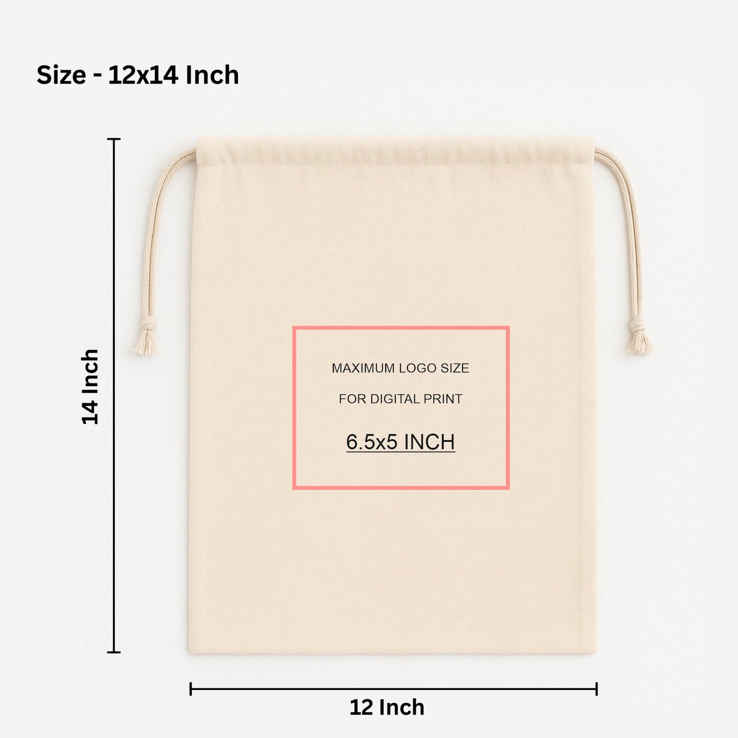 Custom 12x14 Inch Cotton Drawstring Bag | 150 GSM