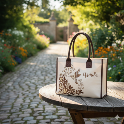 Personalised Humming Bird Bloom Tote Bag