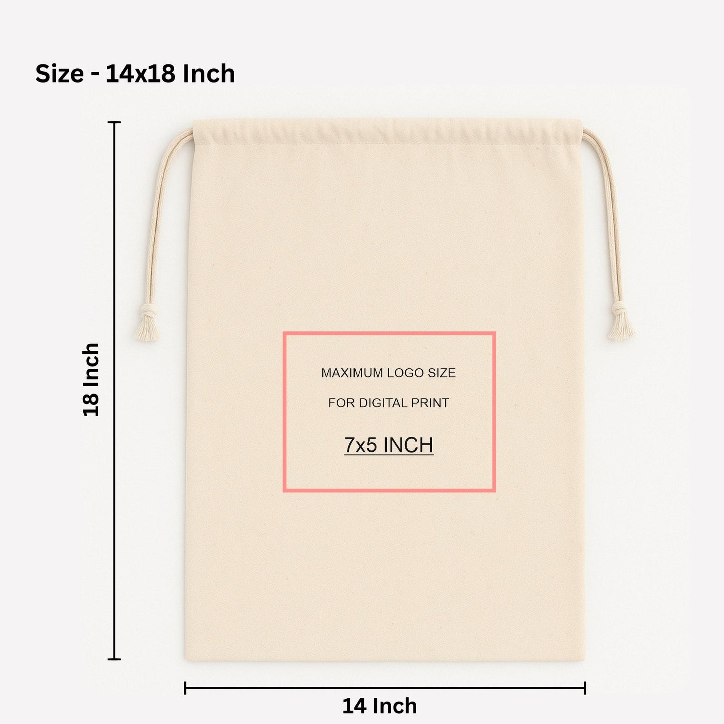 Custom 14x18 Inch Cotton Drawstring Bag | 150 GSM