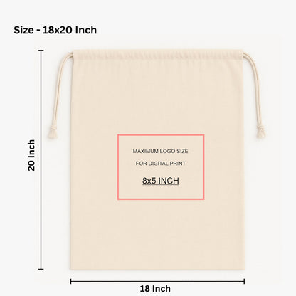 Custom 18x20 Inch Cotton Drawstring Bag | 150 GSM