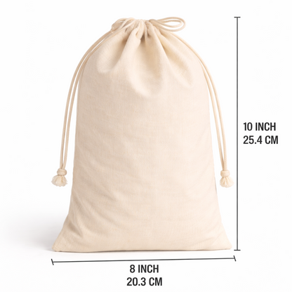 Custom 8x10 Inch Cotton Drawstring Bag | 150 GSM