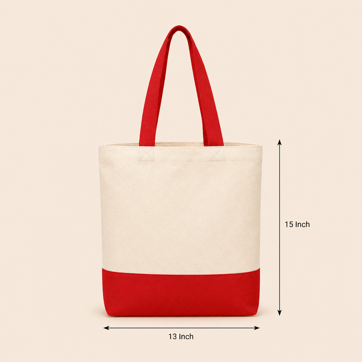 13"x15" Red & Beige Tote Bag | 330 GSM