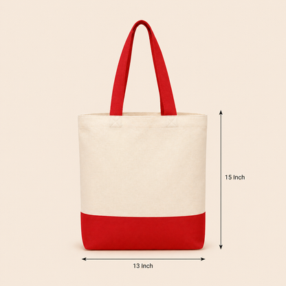 13"x15" Red & Beige Tote Bag | 330 GSM