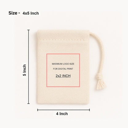 Custom 4x5 Inch Cotton Drawstring Bag | 150 GSM