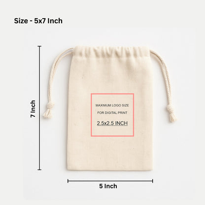Custom 5x7 Inch Cotton Drawstring Bag | 150GSM