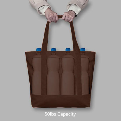 Brown Large Canvas Tote Bag | 19" x 15" x 6"