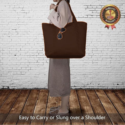 Brown Large Canvas Tote Bag | 19" x 15" x 6"