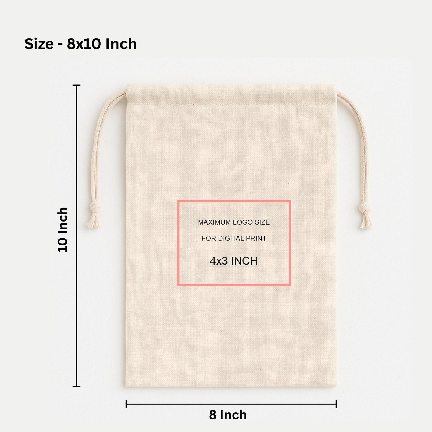 Custom 8x10 Inch Cotton Drawstring Bag | 150 GSM