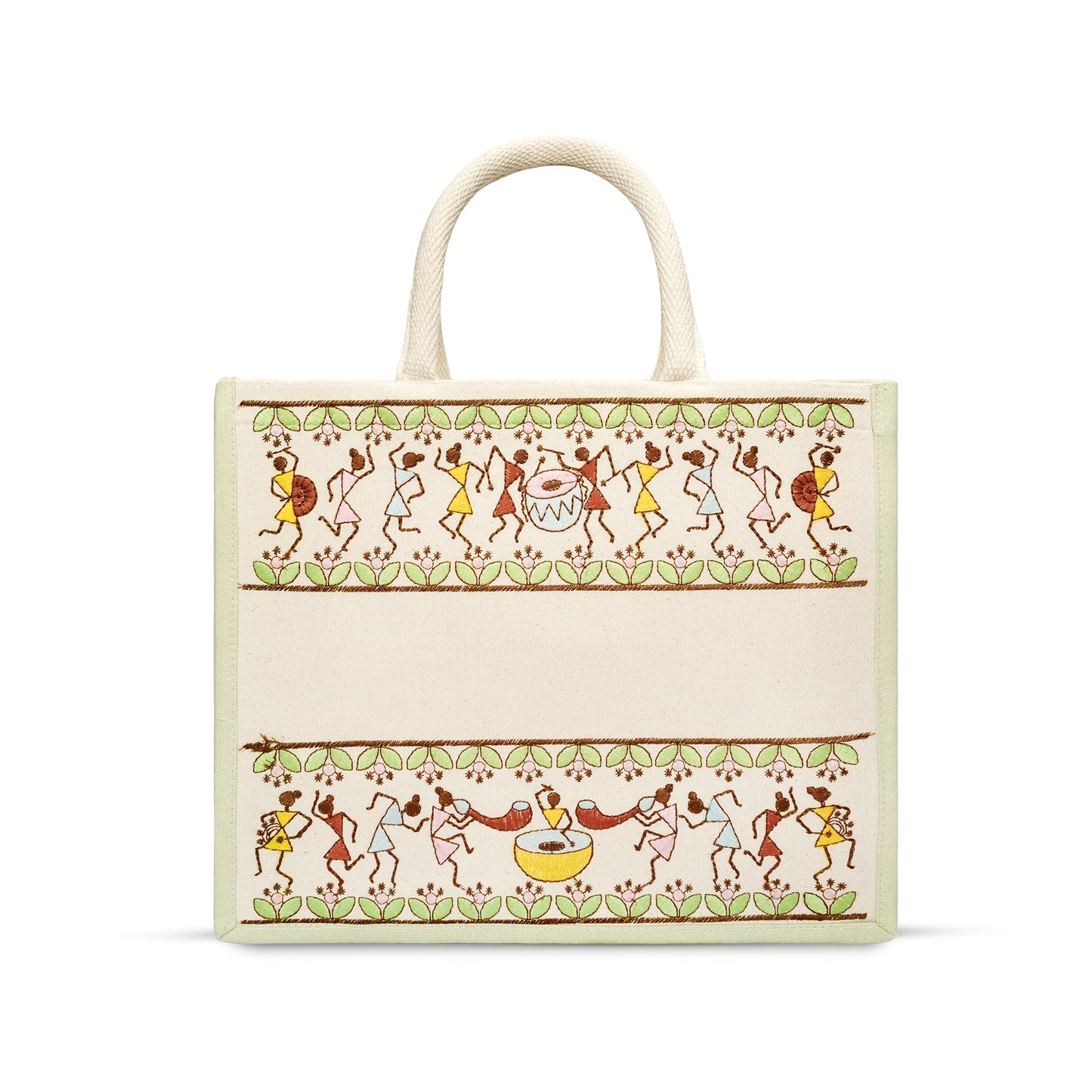 Tribal Beats Warli Hamper Bag - Navy Blue