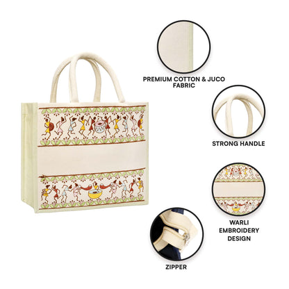Tribal Beats Warli Hamper Bag - Green