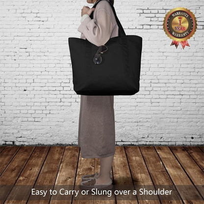 Black Large Canvas Tote Bag | 19" x 15" x 6"