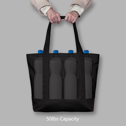 Black Large Canvas Tote Bag | 19" x 15" x 6"
