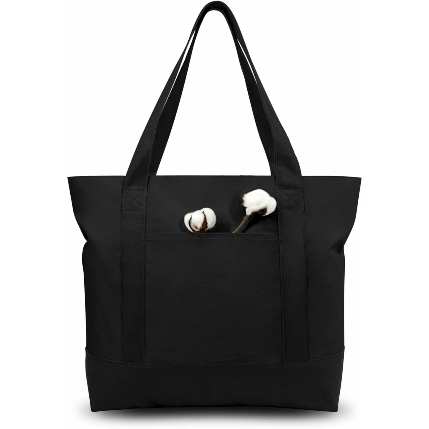 Black Large Canvas Tote Bag | 19" x 15" x 6"