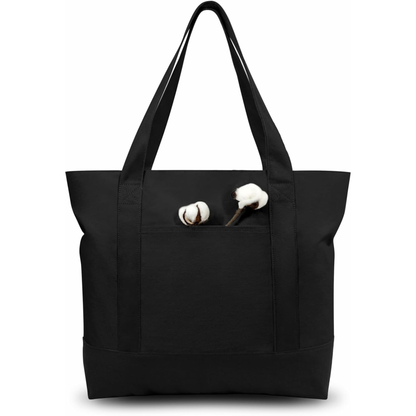 Black Large Canvas Tote Bag | 19" x 15" x 6"
