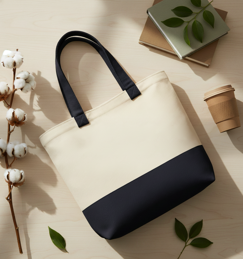 Black & Beige Tote Bag | 330 GSM