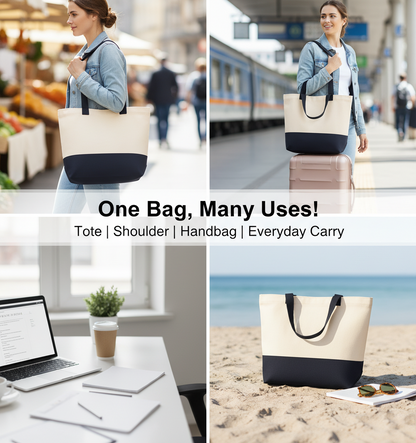 Black & Beige Tote Bag | 330 GSM