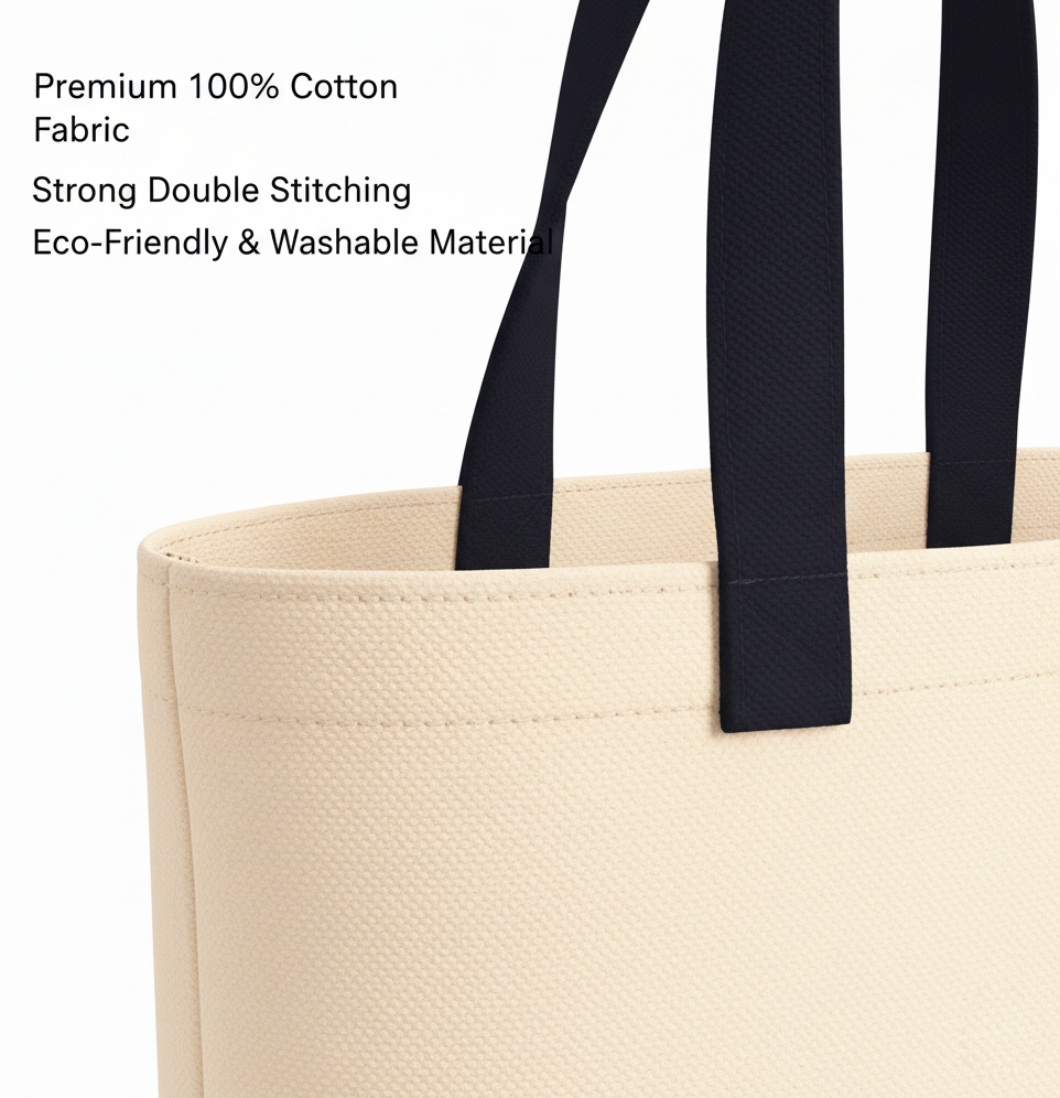 Black & Beige Tote Bag | 330 GSM