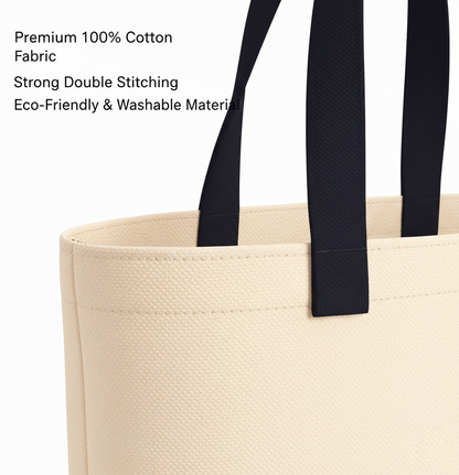 Black & Beige Tote Bag | 330 GSM