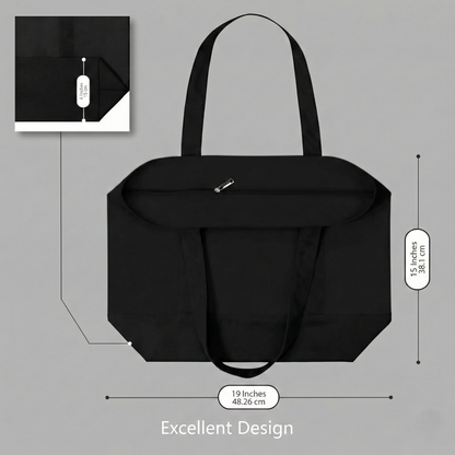 Black Large Canvas Tote Bag | 19" x 15" x 6"