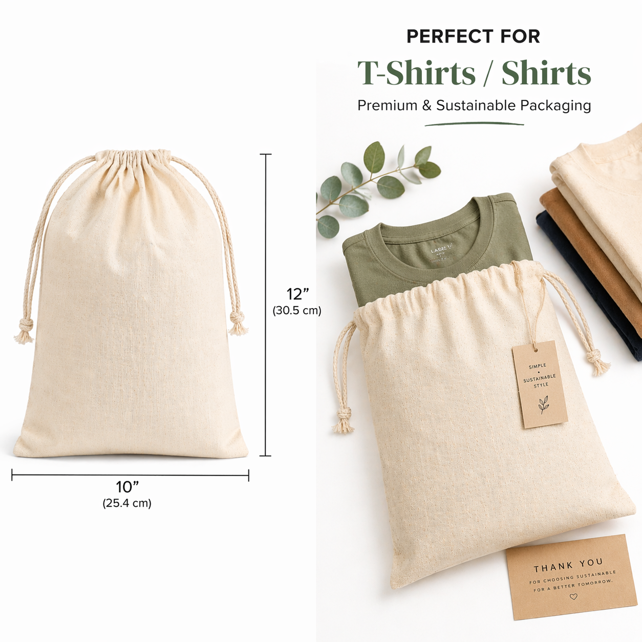 Custom 10x12 Inch Cotton Drawstring Bag | 150 GSM