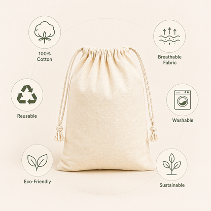 Custom 10x12 Inch Cotton Drawstring Bag | 150 GSM