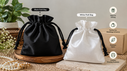 Silk Potli Bag, Digital Print,