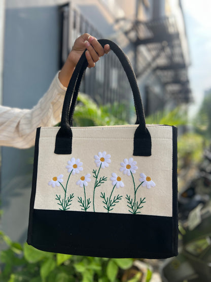 Off-White Floral Tote Bag