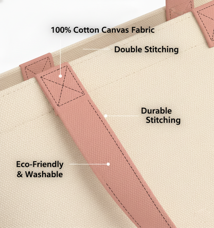 Light Pink & Beige Tote Bag | 330 GSM