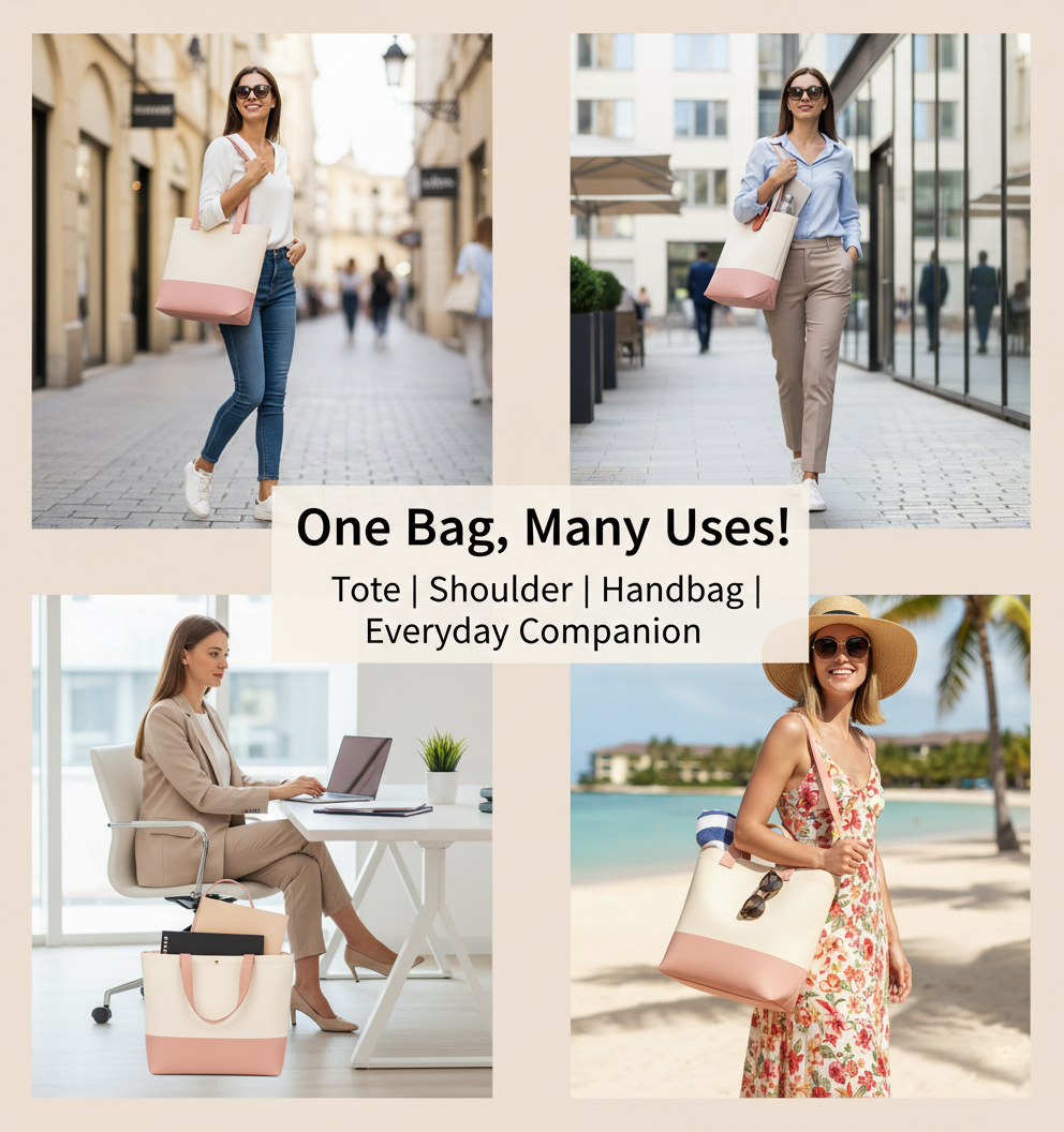 Light Pink & Beige Tote Bag | 330 GSM