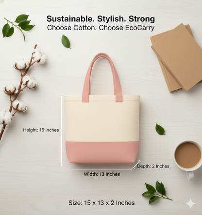 Light Pink & Beige Tote Bag | 330 GSM