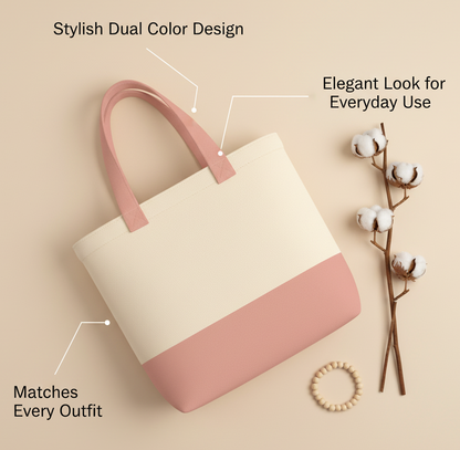 Light Pink & Beige Tote Bag | 330 GSM