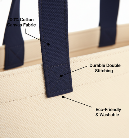 Navy Blue & Beige Tote Bag | 330 GSM