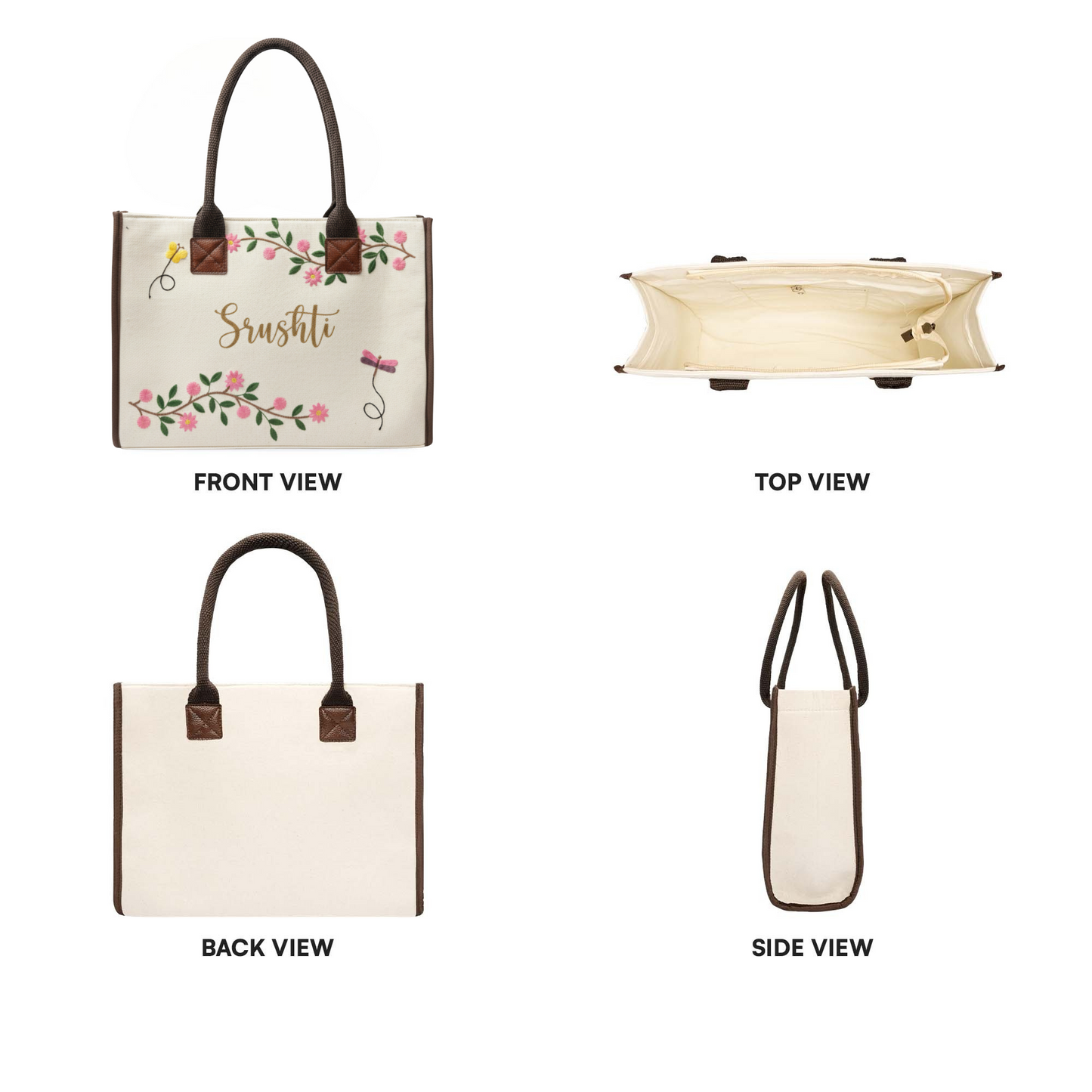 Personalised Twin Petal Tote Bag
