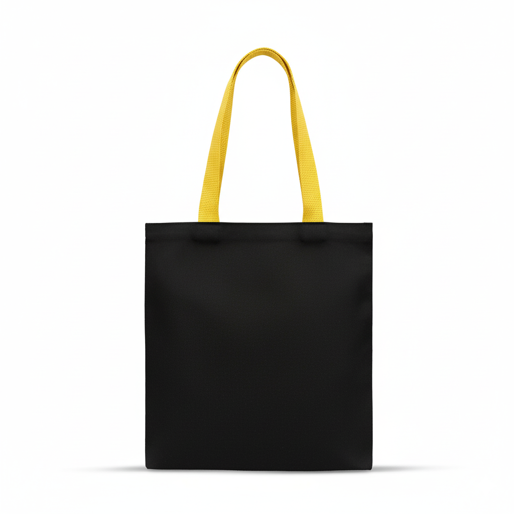 13x15" Plain Black and Yellow Tote Bag