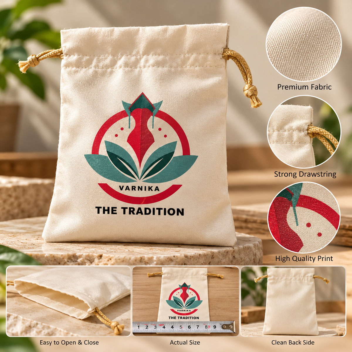 Silk Potli Bag, Digital Print,